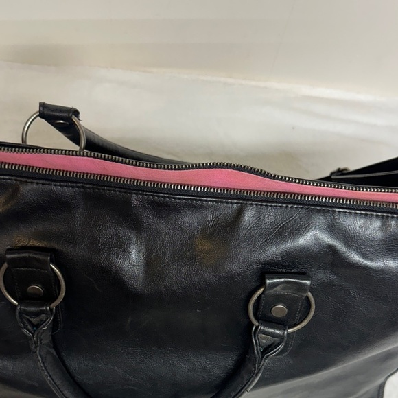 Harley-Davidson-Victoria Secret Black Leather Duffel/Tote Bag - Picture 10 of 15